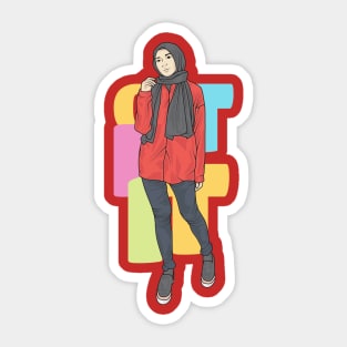 Girl In Red Outfit Sticker